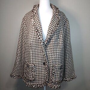 JESSICA LONDON TWEED CHECKED JACKET, BROWN CREAM AND BLACK, WOMENS SIZE 24W